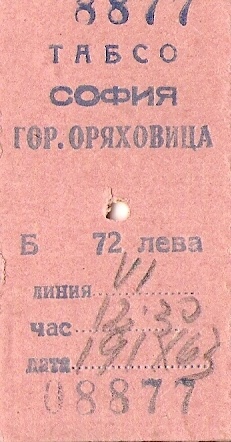 Bilet kolejowy - Sofia.