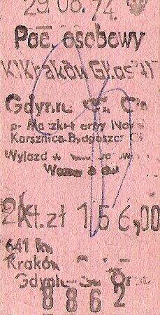 Bilet kolejowy PKP Kraków.