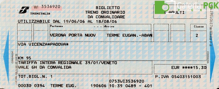 Bilet kolejowy - Włochy