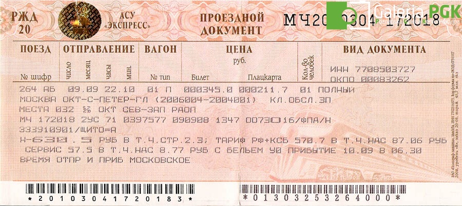 Bilet kolejowy - Rosja