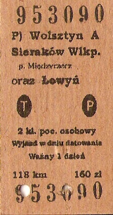 Bilet specjalny - Sieraków Wlkp. / Łowyń