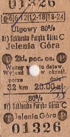 Bilet kartonowy - Szklarska Poręba