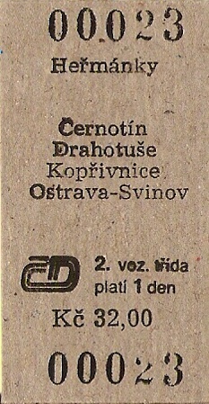 Bilet kartonowy - Czechy