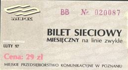 Bilet sieciowy miesięczny MPK Poznań