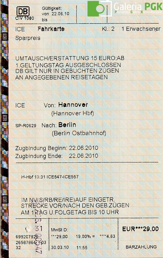Bilet ICE - Niemcy