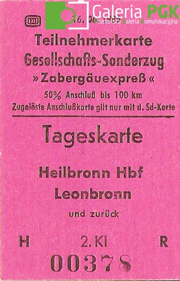Bilet kartonowy - Niemcy