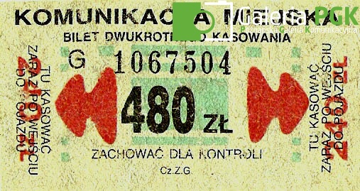 Bilet za 480 zł z poza MPK Poznań