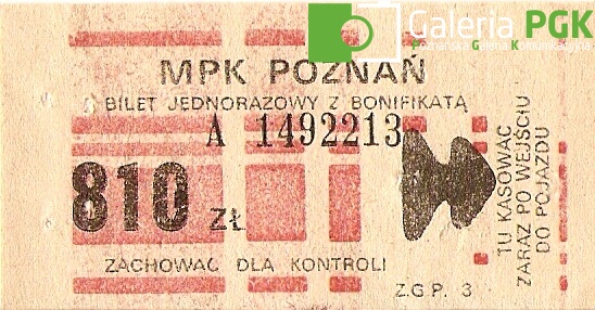 Bilet MPK Poznań za 810 zł