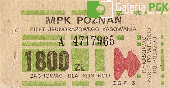 Bilet MPK Poznań za 1800 zł