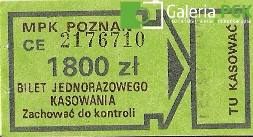 Bilet MPK Poznań za 1800 zł