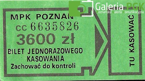 Bilet MPK Poznań za 3600 zł