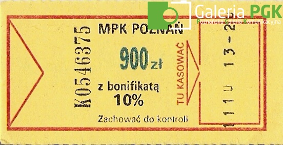 Bilet MPK Poznań za 900 zł