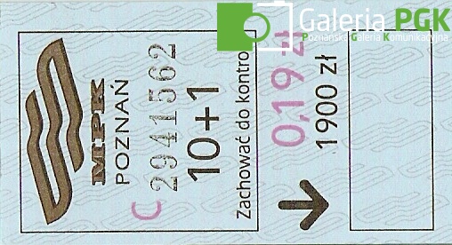 Bilet MPK Poznań za 0,19 zł - 1 900zł